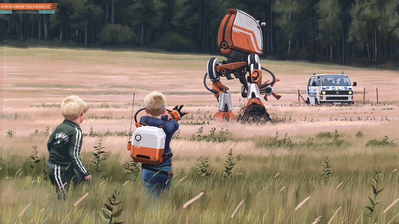 Illustration for article titled Cool paintings show the everyday life of a post-futuristic world